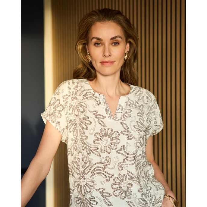 Dreamstar Blouse Rafna koraal print Ivoor Bruin